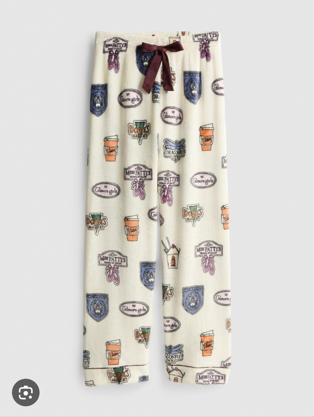 Gilmore Girls Plush Wide-Leg Pajama Bottoms, White, Primark